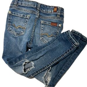 7 For All Mankind size 4 kid’s distressed skinny denim jeans